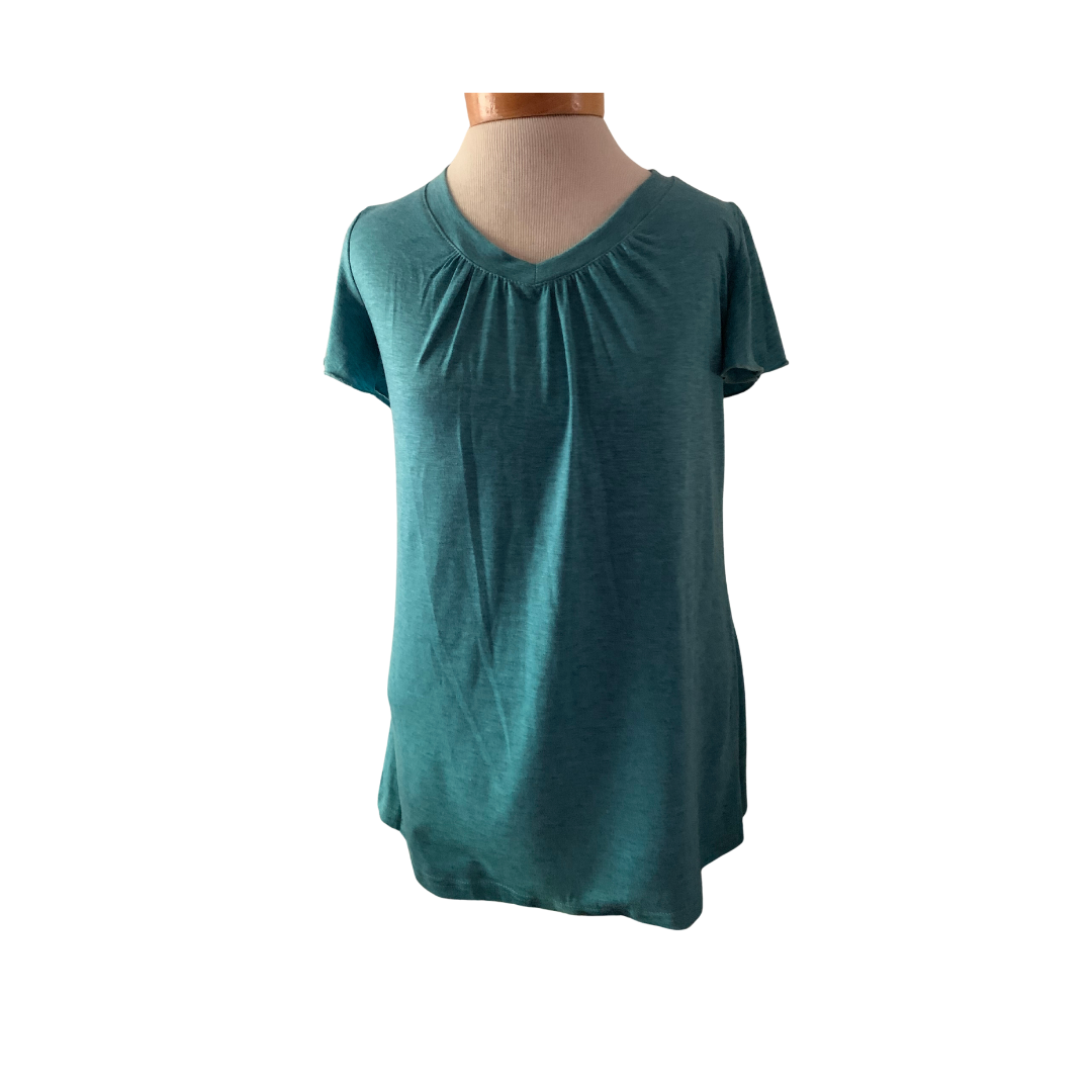 V-Neck Flutter Sleeve Tee Shirt
