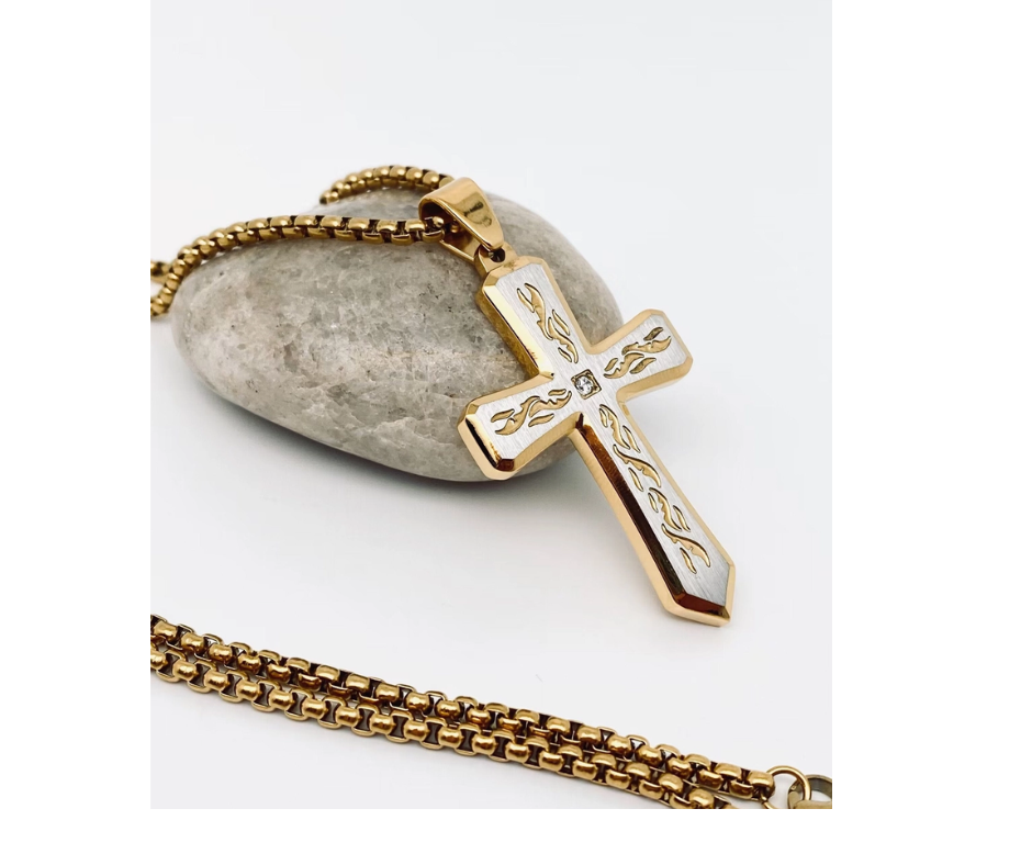 Gold Stainless Steel Cross Necklace