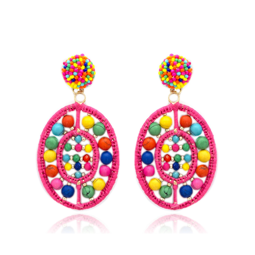 Beaded Pattern Post Earrings