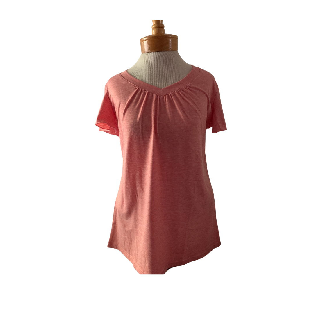 V-Neck Flutter Sleeve Tee Shirt