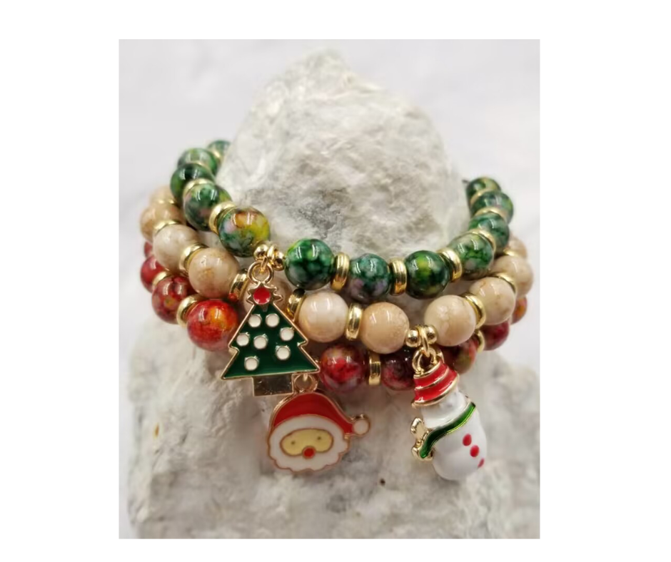 Beaded Christmas Stretch Bracelet Stack