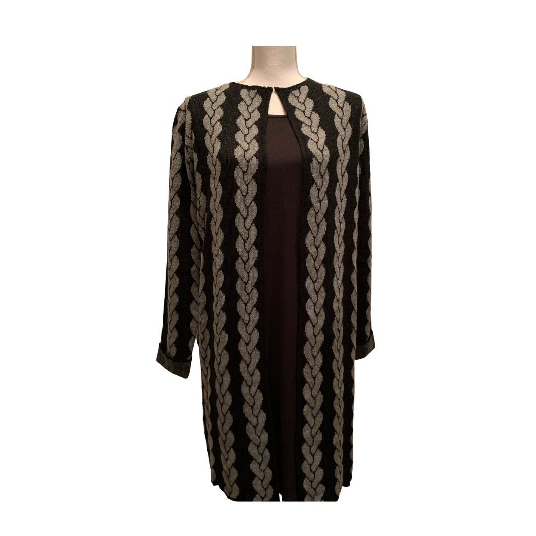 Curvy Size Long Sleeve Pattern Sweater Cardigan
