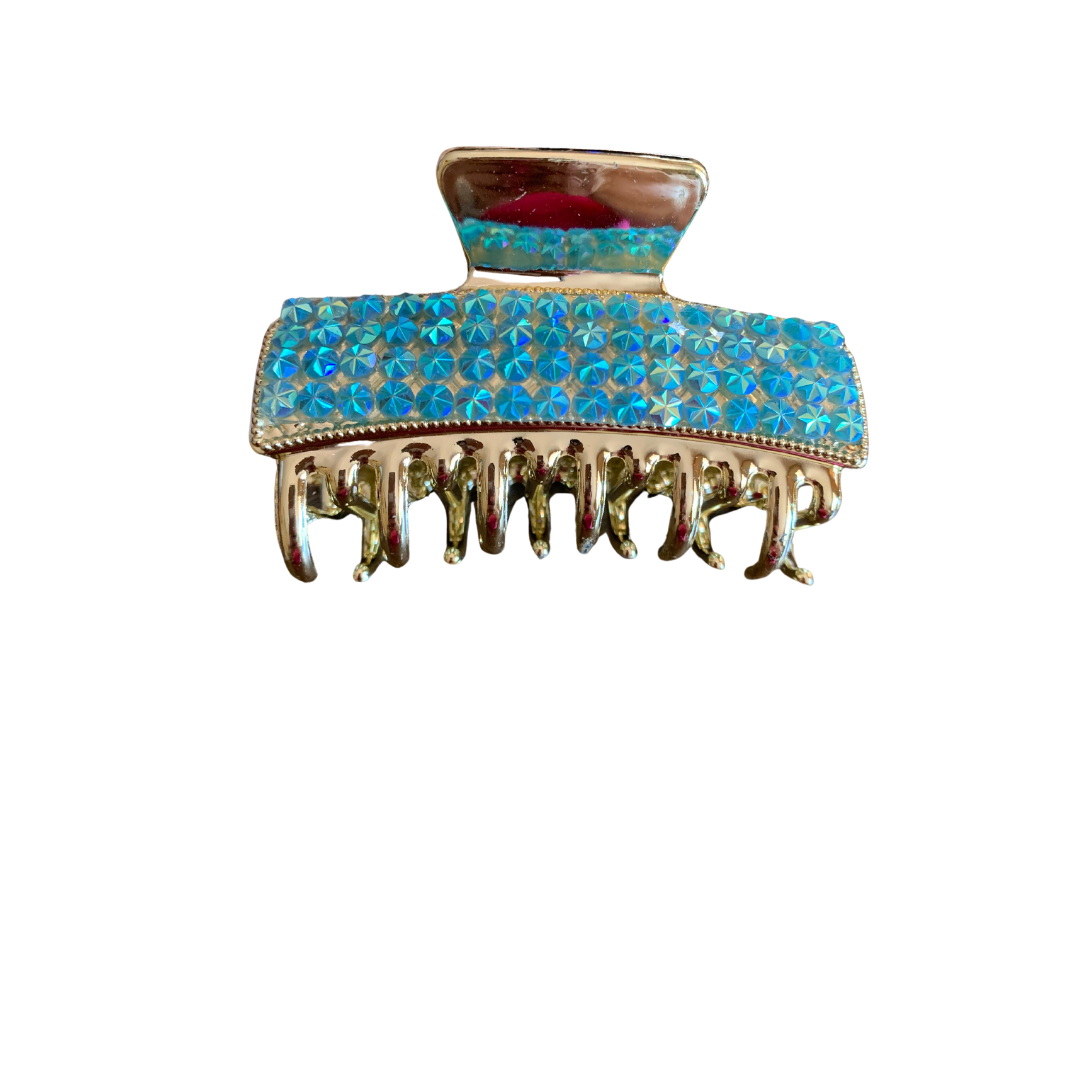 COLORFUL RECTANGLE SHAPED WITH RHINESTONE HAIR CLAW
