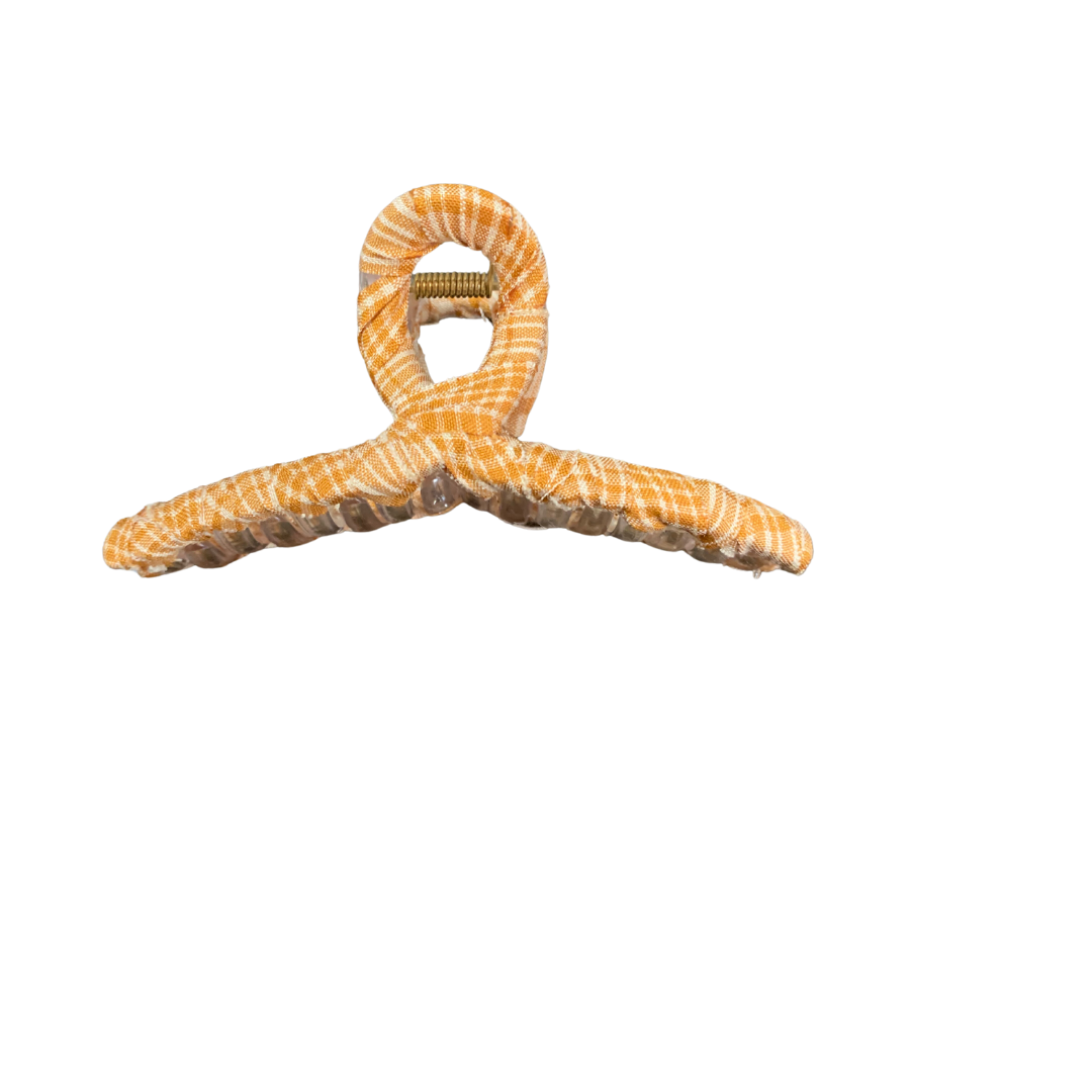 Checker Fabric Covered Hair Claw