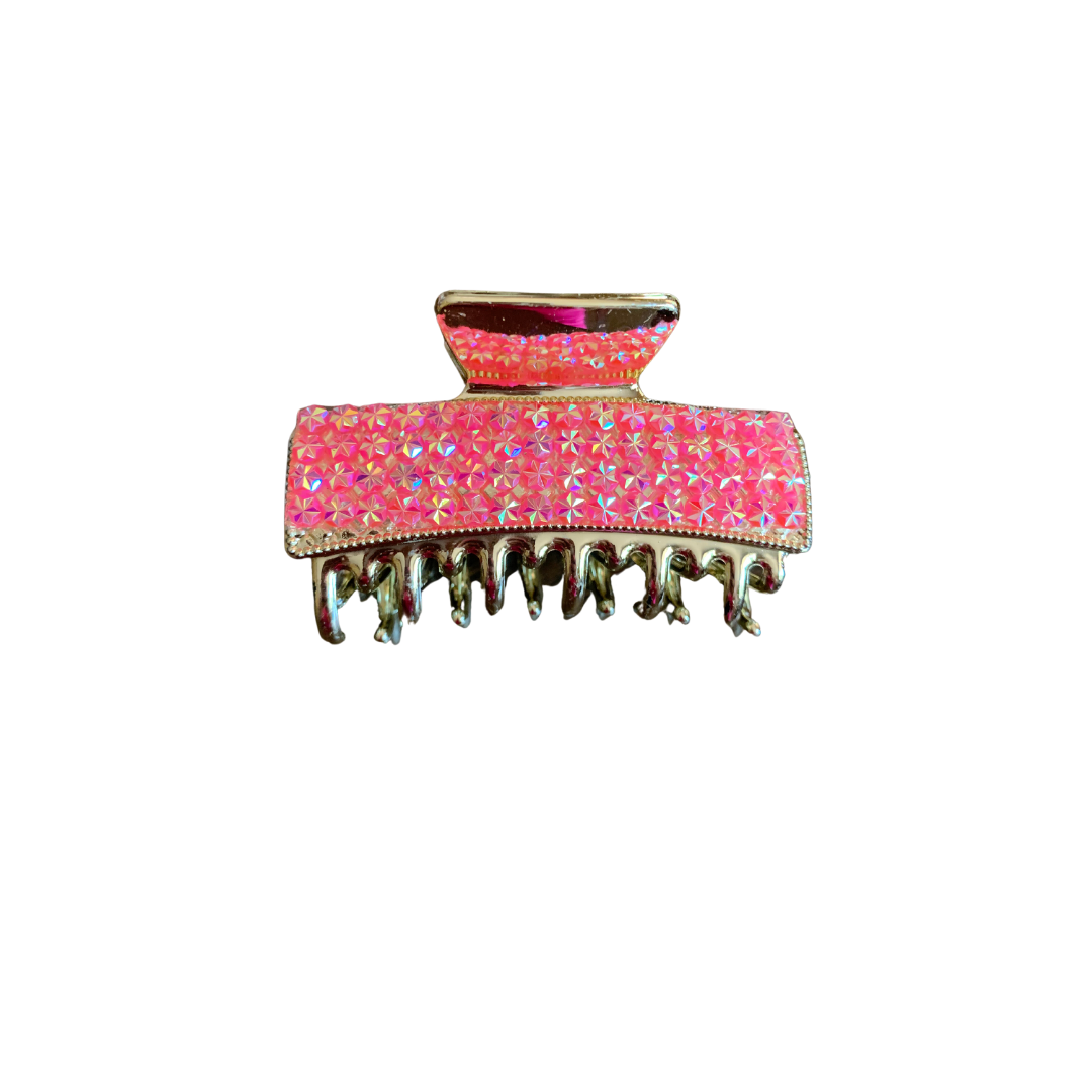 COLORFUL RECTANGLE SHAPED WITH RHINESTONE HAIR CLAW