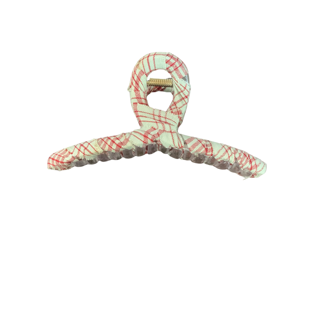 Checker Fabric Covered Hair Claw