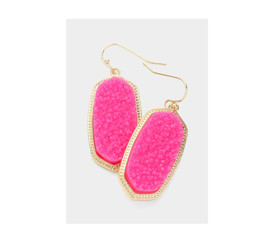 Hexagon Druzy Dangle Earrings