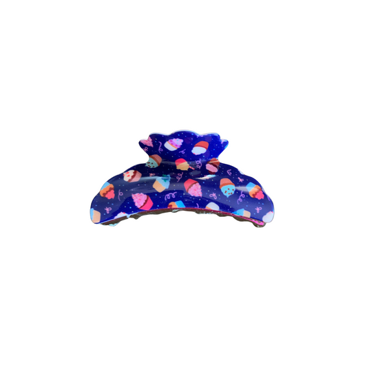BLUE DESSERT PRINT CRESCENT SHAPED NON SLIP HAIR CLAW