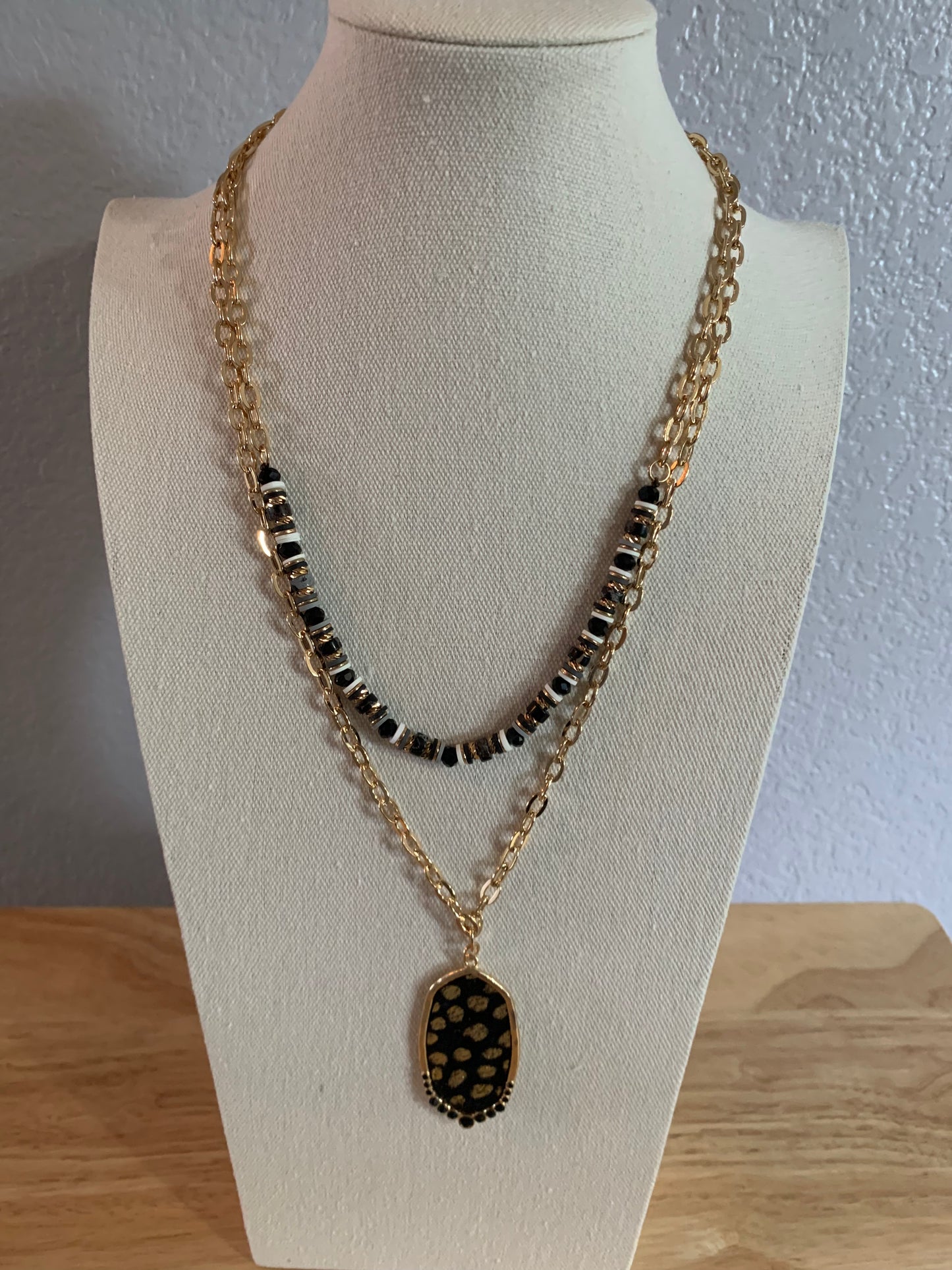 Layered Animal Print Necklace
