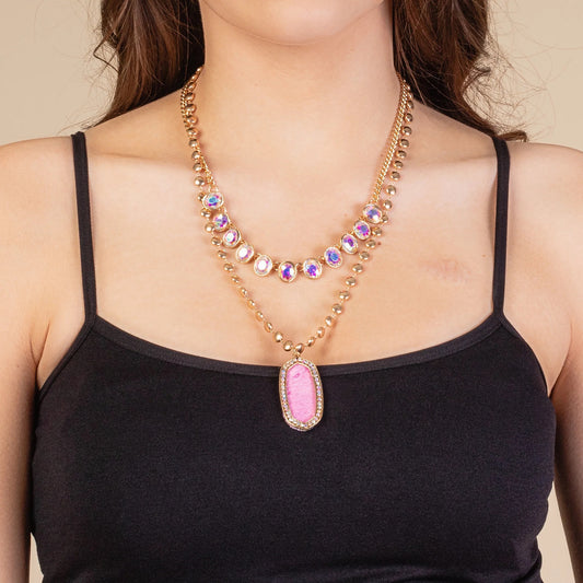 Animal Print Necklace - Fuchsia