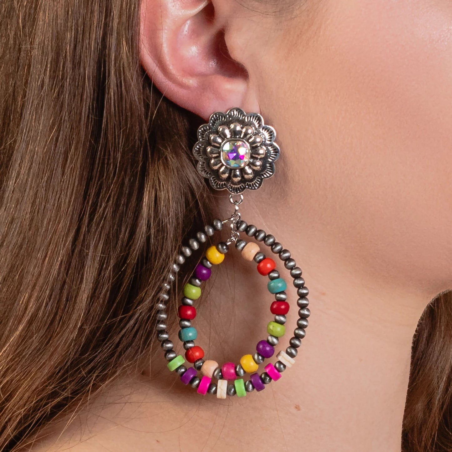 Squash Blossom Hoop Earrings