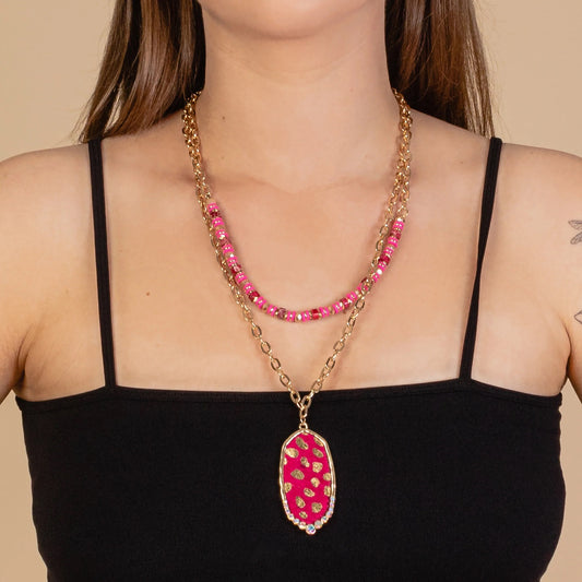 Layered Animal Print Necklace