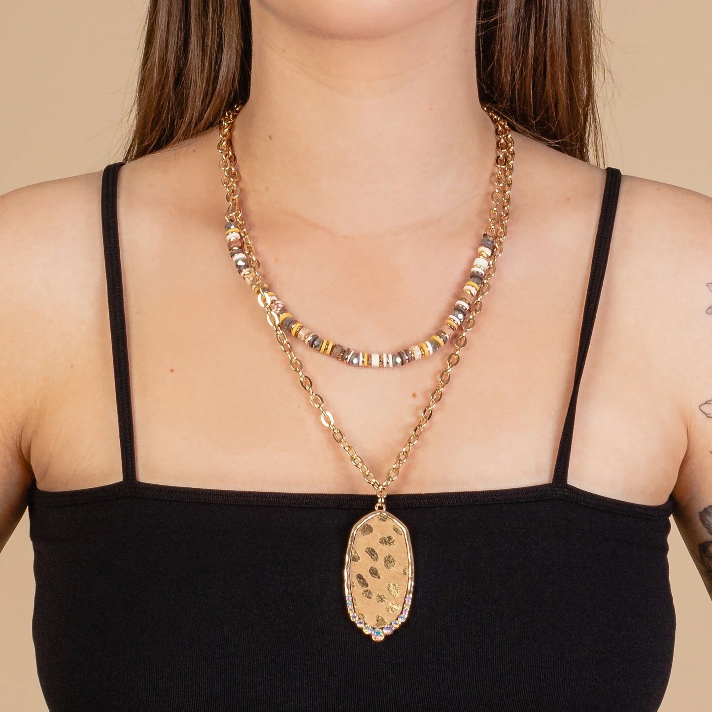 Layered Animal Print Necklace