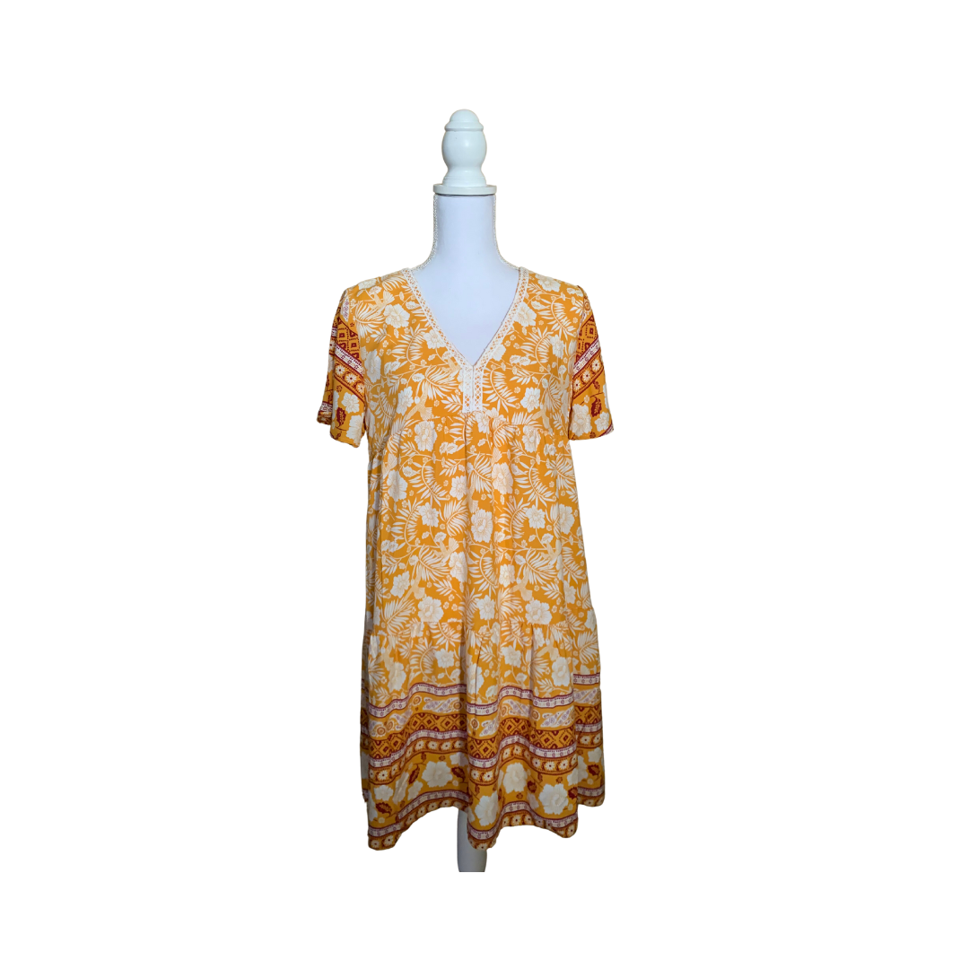 Bohemian V-Neck Short Sleeve Dress