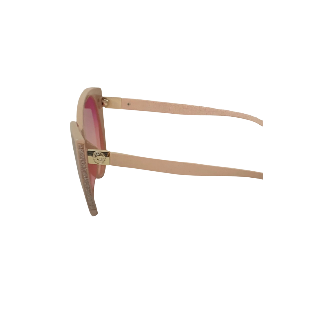 Women's Pink Glitter Detailed Cat Eye Sunglasses