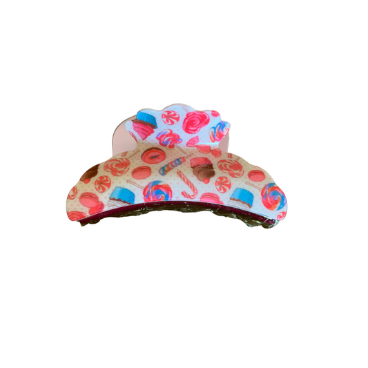 CANDY CAN DESSERT PRINT CRESCENT SHAPED NON SLIP HAIR CLAW