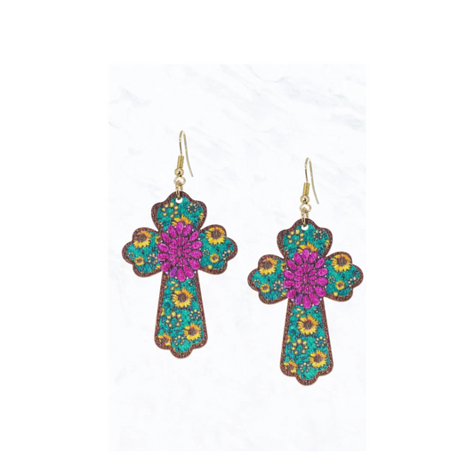 Cross Flower Earrings