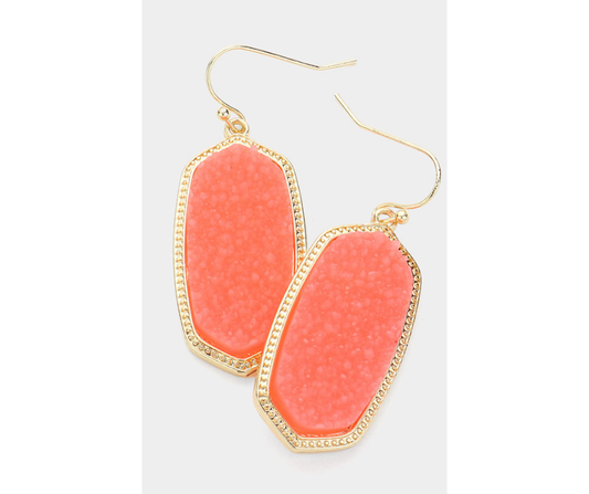 Neon Hexagon Druzy Dangle