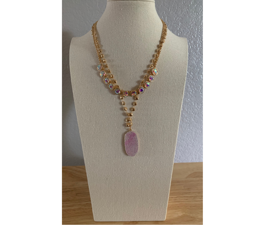 Animal Print Necklace - Fuchsia