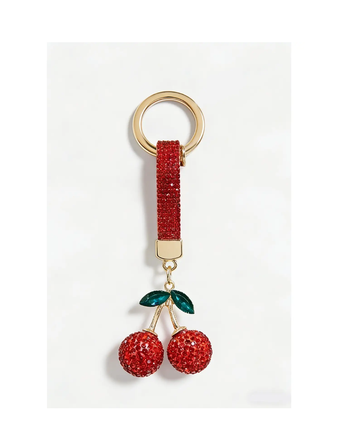 Rhinestone Cherry Keychain