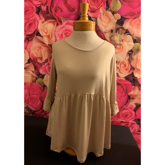 Taupe Half Sleeve Ruffle Top
