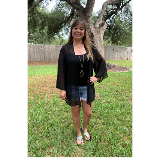 Black Kimono Sleeve Loose