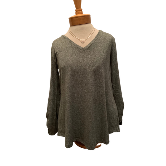Long Sleeve Banded V-Neck Top