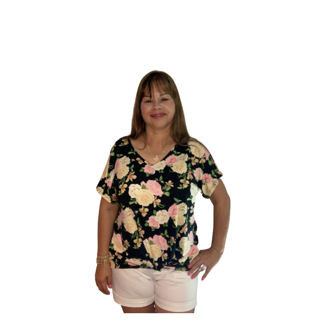 Black/Ivory Floral Top