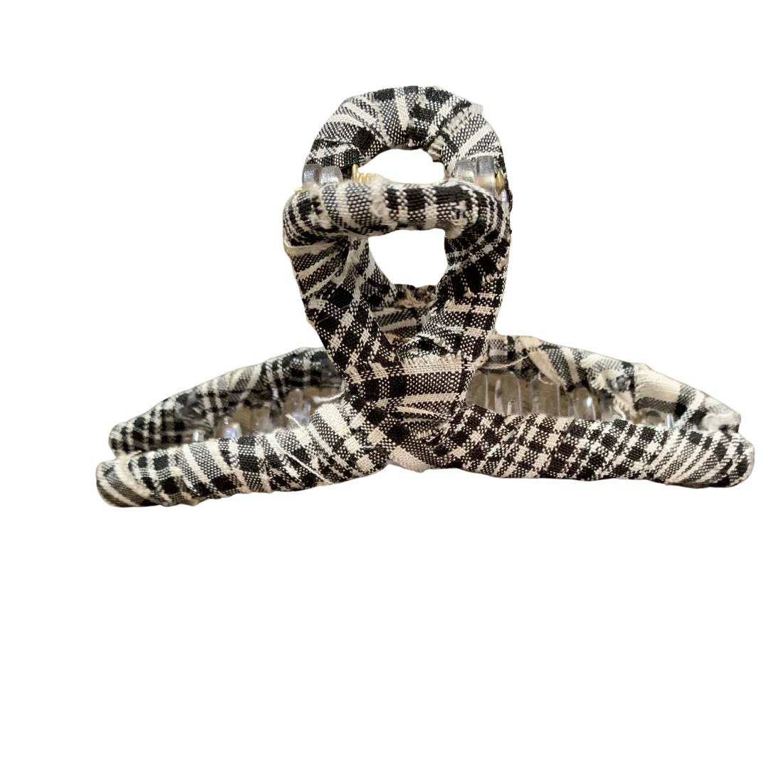 Checker Fabric Covered Hair Claw