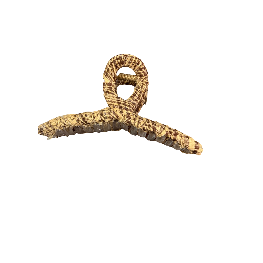 Checker Fabric Covered Hair Claw