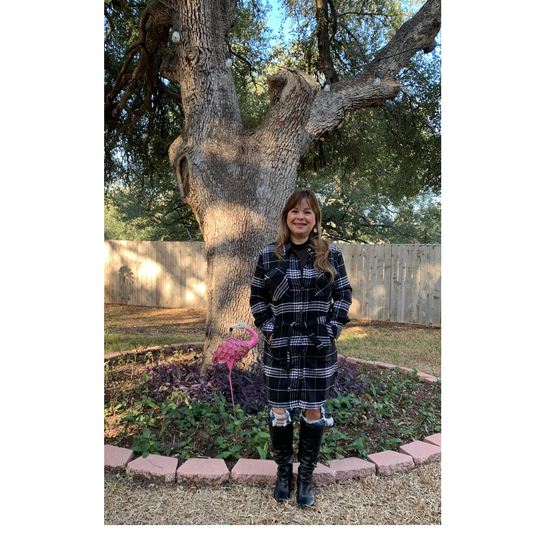 Belted Flannel Shirt-Dress