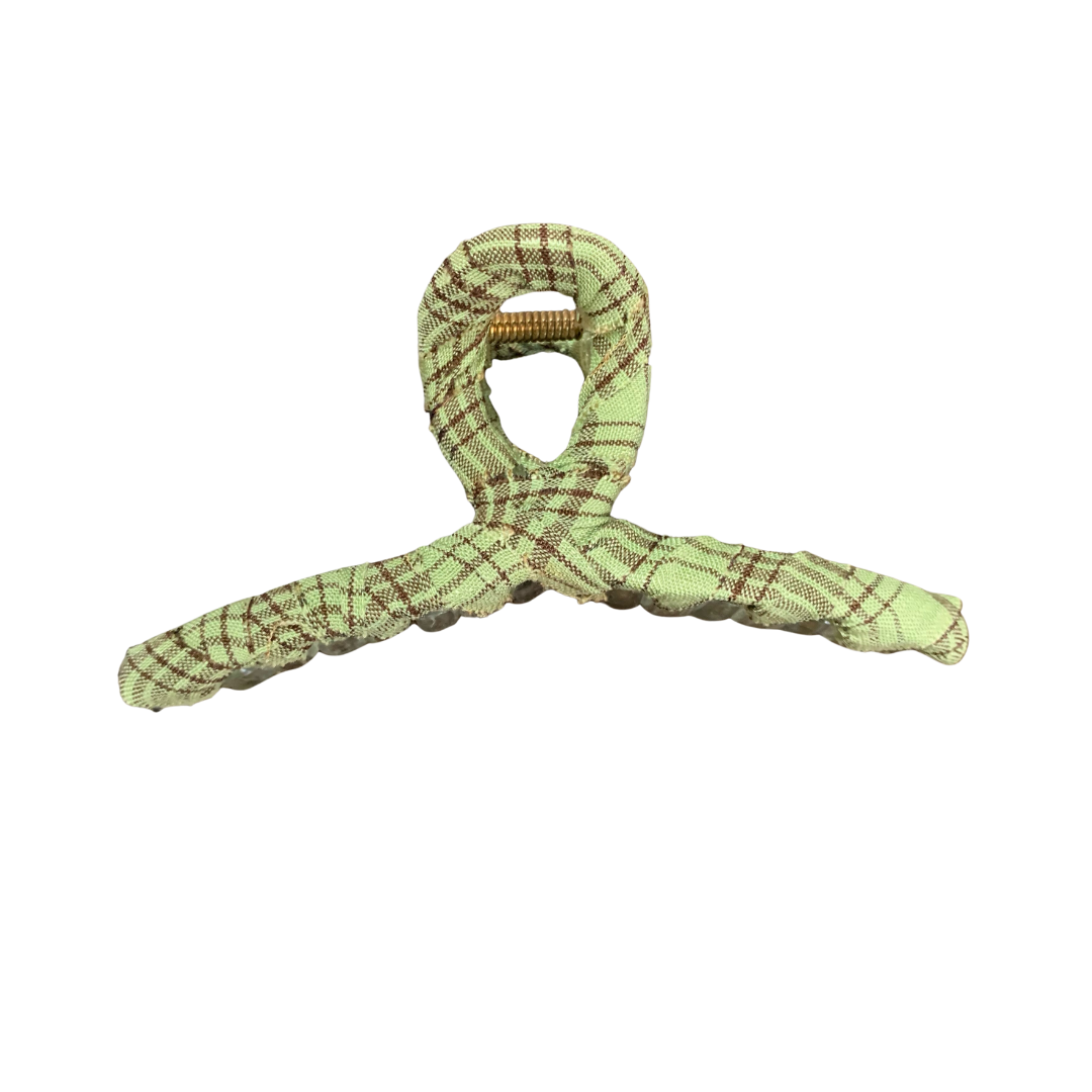 Checker Fabric Covered Hair Claw