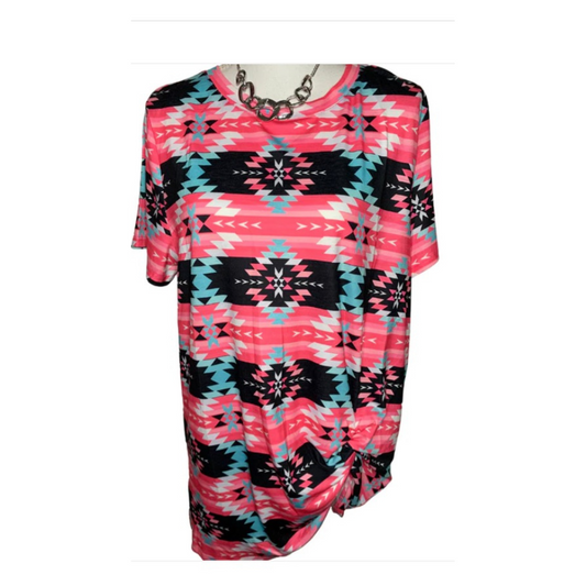 Aztec Print Knot Plus Size Top