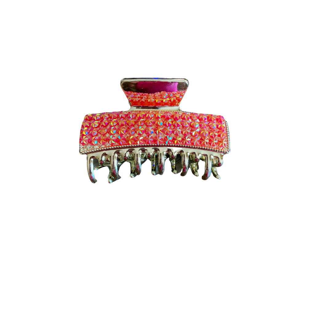 COLORFUL RECTANGLE SHAPED WITH RHINESTONE HAIR CLAW